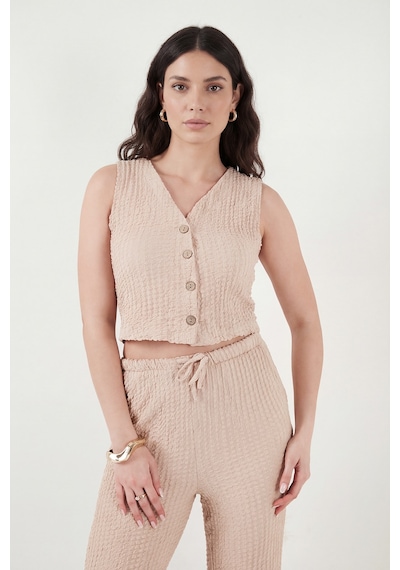 Lela Regular Fit V Yaka Yelek-pantolon Gofre Takım Bayan Takım 5866484 Vizon Lela Regular Fit V Yaka Yelek-pantolon Gofre Takım Bayan Takım 5866484 Vizon