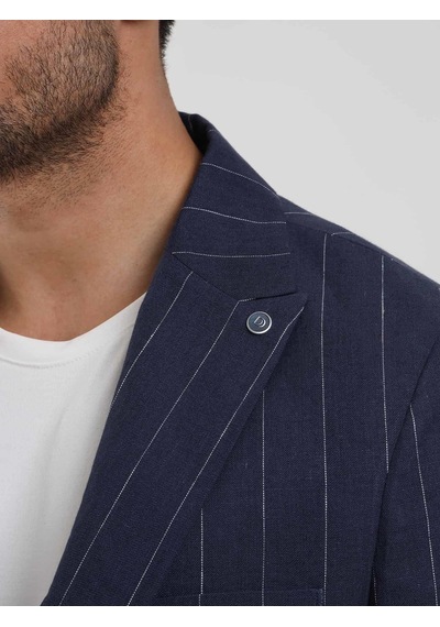Dufy Lacivert Erkek Regular Fit Çizgili Sivri Yaka Keten Ceket - 104439-lacivert Lacivert Dufy Lacivert Erkek Regular Fit Çizgili Sivri Yaka Keten Ceket - 104439-lacivert Lacivert
