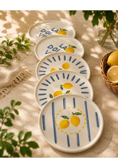 Mavi Esinti 6 Lı Pasta Tabağı Renkli