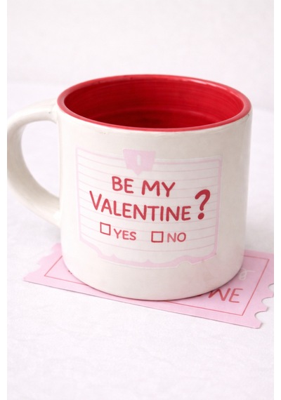 Be My Valentine Sevgililer Günü Kupa & Tepsi Hediye Seti Özel Kutusunda Krem - 836382116 Krem