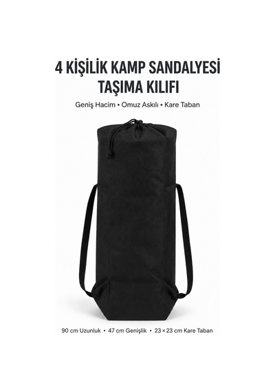 4 Kişilik Kamp Sandalyesi Taşıma Kılıfı, Antrasit 90 47 Cm