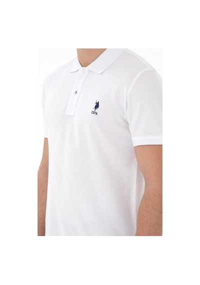 U.S. Polo Assn. Erkek Slim Fit Polo Yaka Beyaz Basic Tişört 50298041-VR013