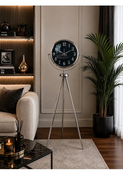 Krom Royal Aynalı Tripod 150 X 45 Cm Ayaklı Saat Diğer
