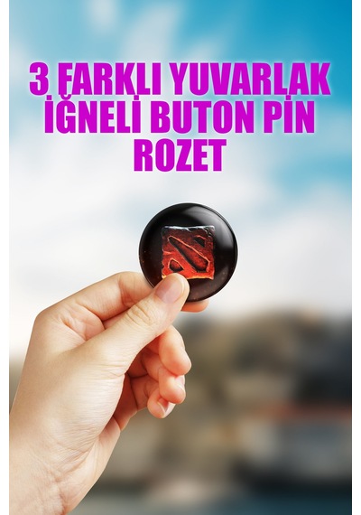 Dota 2 Video Oyun Çanta Süsü İğneli Buton Rozet Seti 3 Adet Üçlü