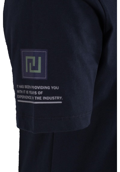 Erkek Tişört Bisiklet Yaka Lacivert Slim Fit Baskılı T-shirt Ncs Jeans 1296 Lacivert