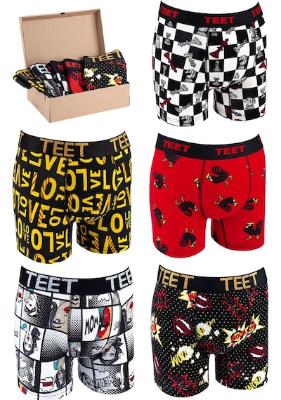 Teet Premium Erkek Boxer Pamuklu Desenli 5'Li Set K3 001