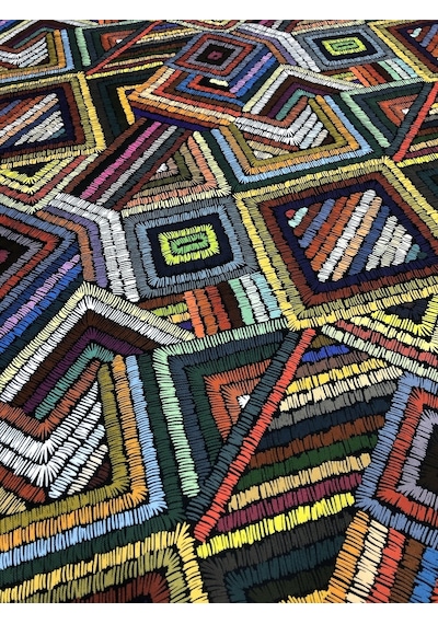 Favor Renkli Geometrik Desenli Dijital Baskılı Döşemelik Kumaş 100 x 140 cm