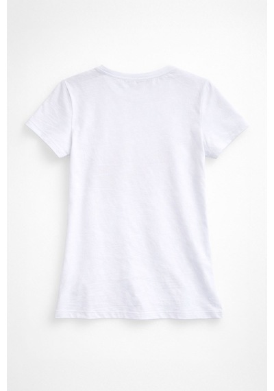 Blue White Kadın Bisiklet Yaka %100 Pamuk Marmaris Baskılı T-shirt Beyaz