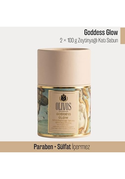 Olivos Geleneksel El Yapımı%100 Zeytinyağlı Katı Sabun Beyaz Sabun Kokusu Premium Kutulu 2 100 G Goddess Glow Acı Badem