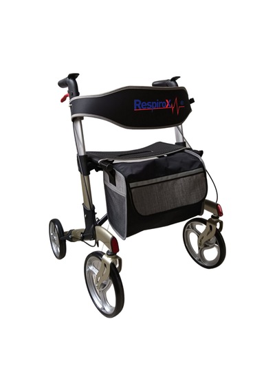 Rr-04 Respirox Çantalı Lüks Gri Rolatör Alüminyum Katlanır