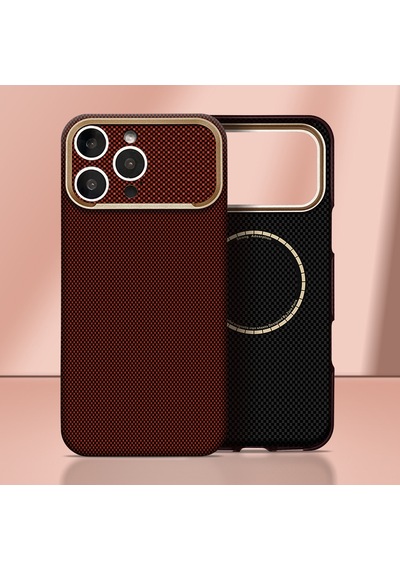 İphone 16 Pro Max Uyumlu Kılıf M-safe Şarj Özellikli Zore Paris Zerre Sert Pc Kapak Bordo