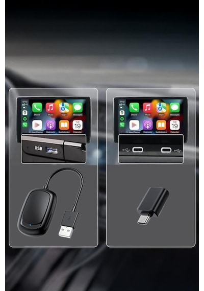Torima X8 Mini Kablosuz Carplay Usb Ve Type-c Uyumlu Araç Multimedya Dönüştürücü Adaptörü