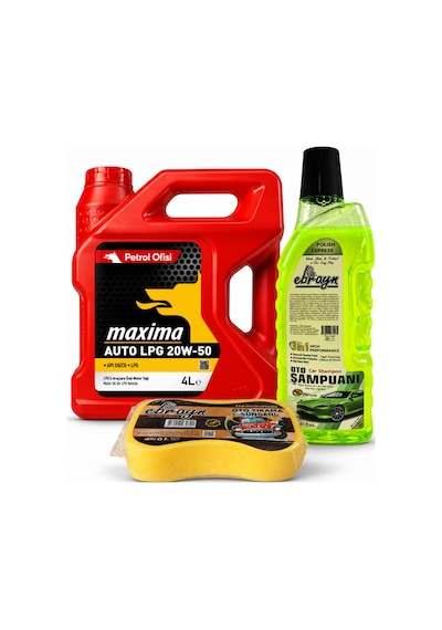 Petrol Ofisi Maxıma Auto Lpg 20w-50 4 Litre + Oto Şampuan 1000 Ml + Yıkama Süngeri