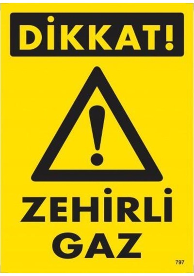 Dikkat Zehirli Gaz Uyarı Levhası 25X35 Kod:797
