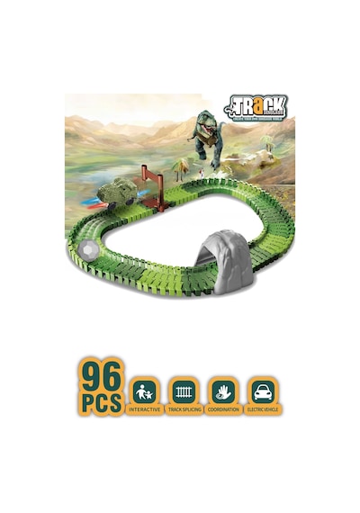 Dinozor Temalı Hareketli Raylar Dinozor Araçlı 96 Parça