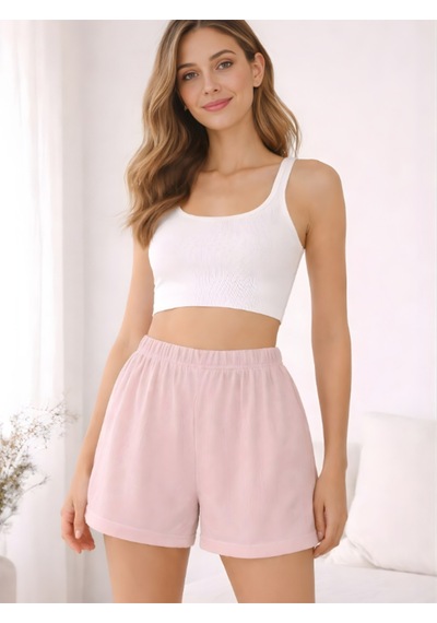 Kadın %100 Pamuklu Yazlık Pijama Alt Pudra