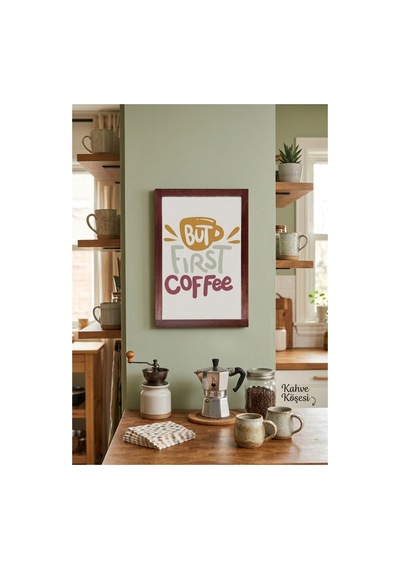 Modern Kahve Temalı Ahşap Mdf Tablo - 20x30 Cm Çerçeve Görünümlü Mutfak Duvar Dekorasyonu