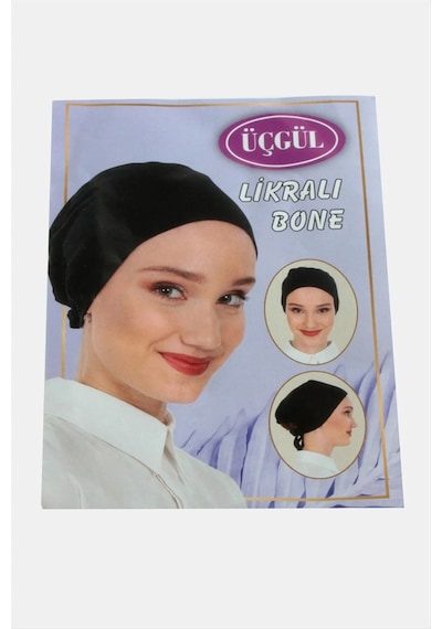 Likralı Bağlamalı Düz Bone - Renk: Siyah