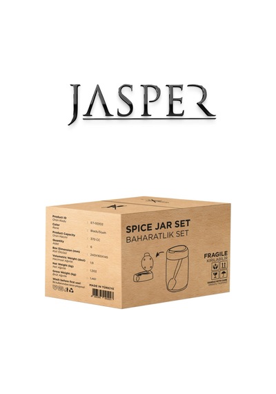 Jasper Jpr-0102 6 Adet 370mm Kaşıklı Açılır Kapaklı Baharatlık Siyah - Beyaz