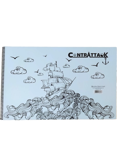 3 Adet Plastik Kapak Spiralli Resim Defteri 35 X 50 Cm 25 Yaprak