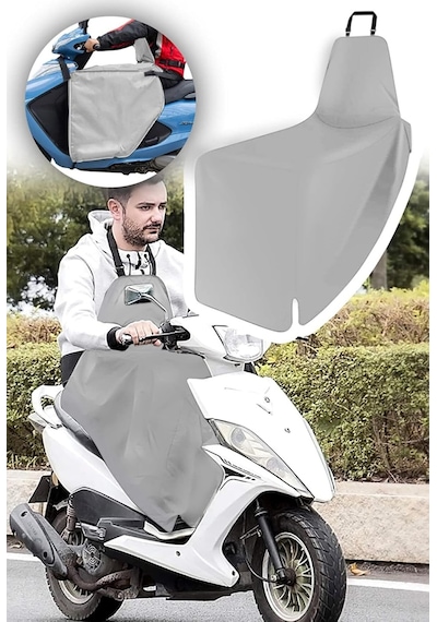 Xmlbayiciniz Bundera Scooter Diz Koruma Örtüsü Gri Yağmur Soğuk Rüzgar Önleyici Rüzgarlık Motorsiklet Dizlik Genel