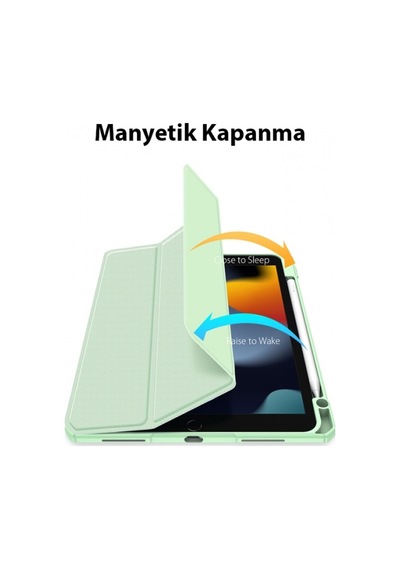 More TR Dux Ducis Apple Uyumlu iPad  10.2 2022 Kılıf Toby Series Kalem Yerli Manyetik Kapaklı Kılıf - Yeşil