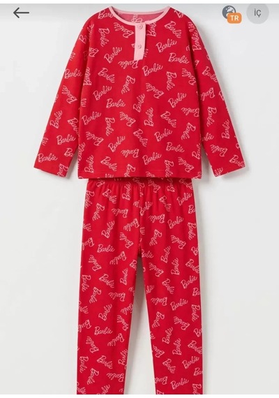 Veraura Lifestyle 6/14 Yaş Yazı Baskılı Pamuk Penye Çocuk Pijama Takımı Fuşya