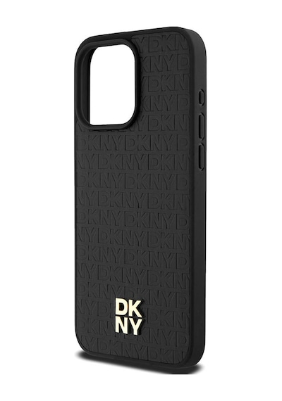 Apple Uyumlu iPhone 15 Pro Max Kılıf Dkny Lisanslı M-safe Şarj Özellikli 3d Yazılı Repeat Pattern Kapak Siyah