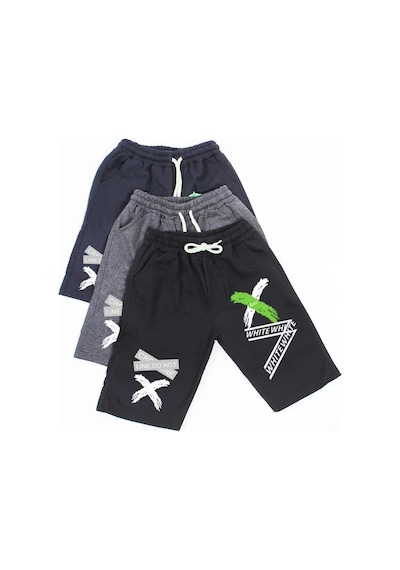 Fyk Kids 3 Lü Siyah-füme-lacivert Kapri, Baskılı Collection Erkek Çocuk Şort&bermuda Çok Renkli