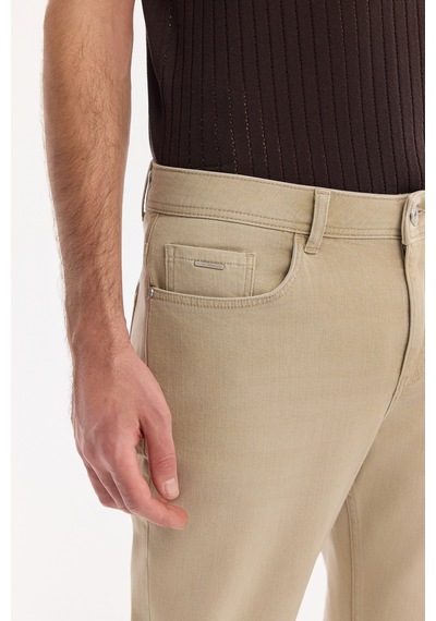 Avva Erkek Bej Eskitme Yıkamalı Pamuklu Elastan Comfort Fit Jean Pantolon A61y3506