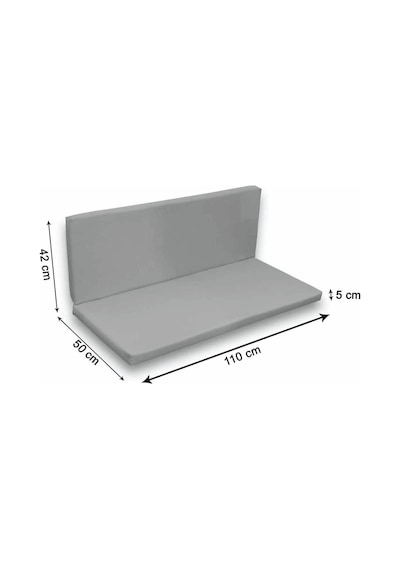 Bank Minderi Sırtlıklı Arkalıklı Bank Minderi Bahçe Balkon İçin 110x50x5cm Gri