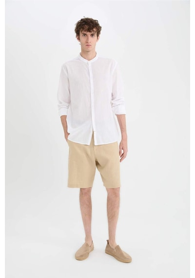 DeFacto %100 Keten Regular Fit Yazlık Bermuda Şort D9931AX25SMBG732