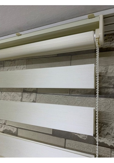 Bambu Acık Krem Renk Zebra Perde (Etekli)