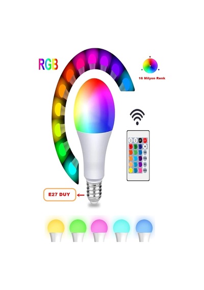 Calido Rgb 10 Wat Led Uzaktan Kumandalı Renkli Foksiyonlu Renkli Ampul Lümen E27 Duy Işık Beyaz