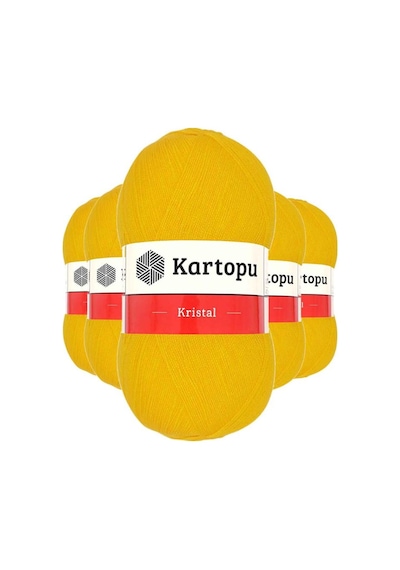 5 Adet Kristal Çift Katlı El Örgü Lif İpi Koyu Sarı K320