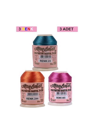 3 Adet Altınbaşak Oya Ve Dantel İpi 20 Gr - Royaleks - No: 244 - 465 - 023