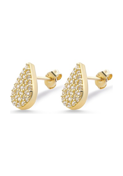 Sefa Gold 14 Ayar Altın Taşlı Sarı Damla Küpe