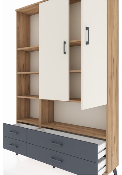Arges Dolap 8 Raflı 4 Çekmeceli 2 Kapaklı 132x30x195 Çam-aytaşı/antrasit Aytası/antrasıt Arges Dolap 8 Raflı 4 Çekmeceli 2 Kapaklı 132x30x195 Çam-aytaşı/antrasit Aytası/antrasıt