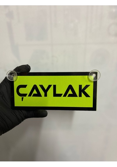 Yeşil Renk Üzeri Siyah Renk Çaylak Yazılı Vantuzlu Cam Süsü