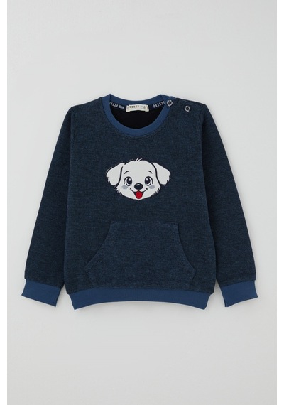 Breeze Erkek Bebek Eşofman Takımı Sevimli Köpekçik Arma Nakışlı Kanguru Cepli 9 Ay - 3 Yaş , Lacivert Melanj Breeze Erkek Bebek Eşofman Takımı Sevimli Köpekçik Arma Nakışlı Kanguru Cepli 9 Ay - 3 Yaş , Lacivert Melanj