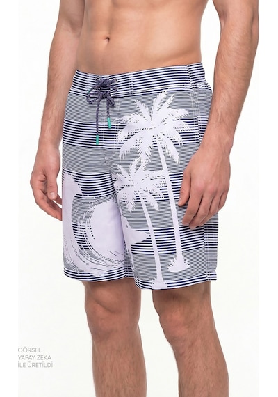 Penti Erkek Lacivert Surf Revival Çizgili Deniz Şortu