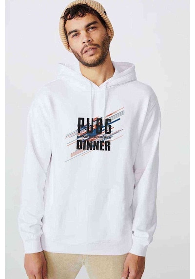 Pubg Playerunknowns Chicken Dinner'S Baskılı Beyaz Erkek Sweat (531044605)