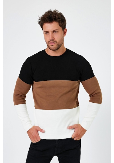 Alexander Gardi Alexandergardı Bisiklet Yaka Renk Bloklu Regular Fit Kazak E24-eze-05 001