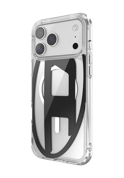 Diesel Apple iPhone 17 Pro Max Uyumlu Magsafe Destekli Oval D Metalik Kılıf - Siyah