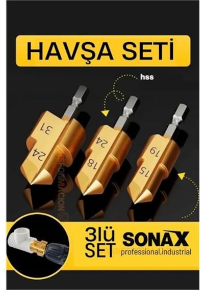 Plastik Boru Kalemtraş Kademeli Boru Açma Pvc Pprc Boru Tamir Delme Genişletme Onarımı İçin 3'lü Havşa Seti