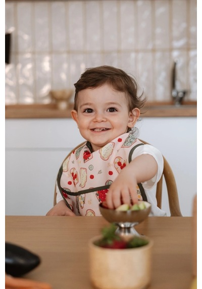 Yeşil Biyeli 2li Sıvı Geçirmez Mama Önlüğü 6-36 Ay