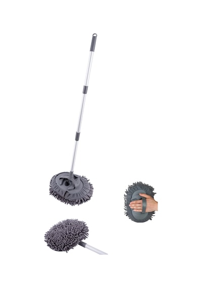 Flora F276 Mikrofiber Araç Temizleme Mop Seti - 104 Cm Oto Teleskopik Sap + 26 Cm Oval Mop Başlık