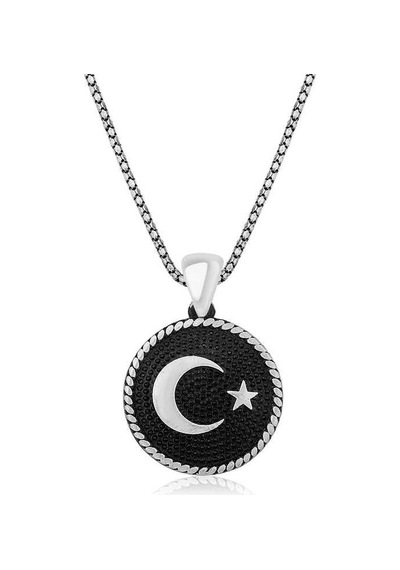 Gümüş Ay Yıldız Erkek Kolye