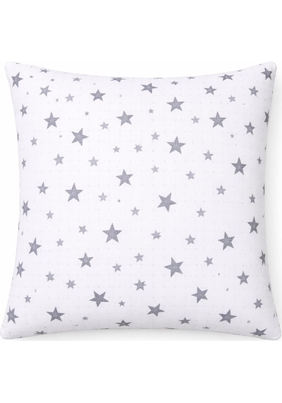 More Home Müslin Bebek Yastık Kılıfı % 100 Pamuklu Gri Yıldızlı