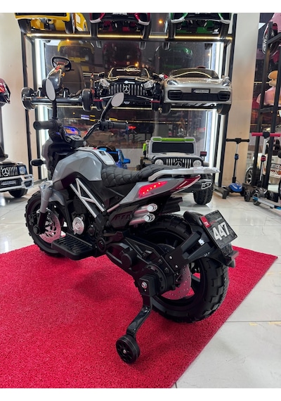 3-10 Yaş 12 Volt Akülü Motor Akülü Motosiklet Gri